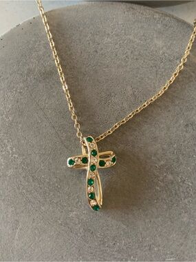 Vintage Infinity Knot Cross Necklace with Genuine Austrian Crystals